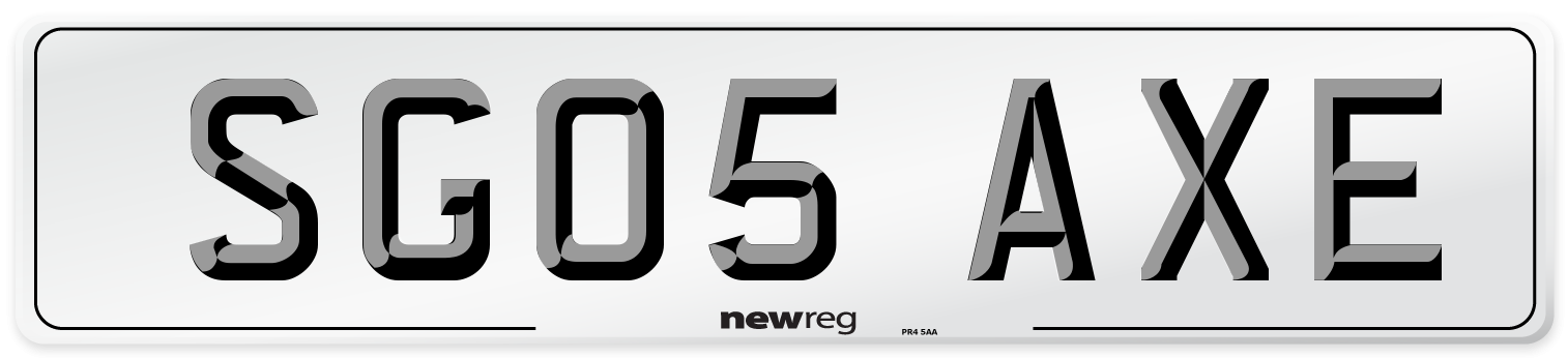 SG05 AXE Number Plate from New Reg
